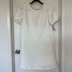 White Tweed & Crystal Mini Dress with Bow, Sister Jane, Size L